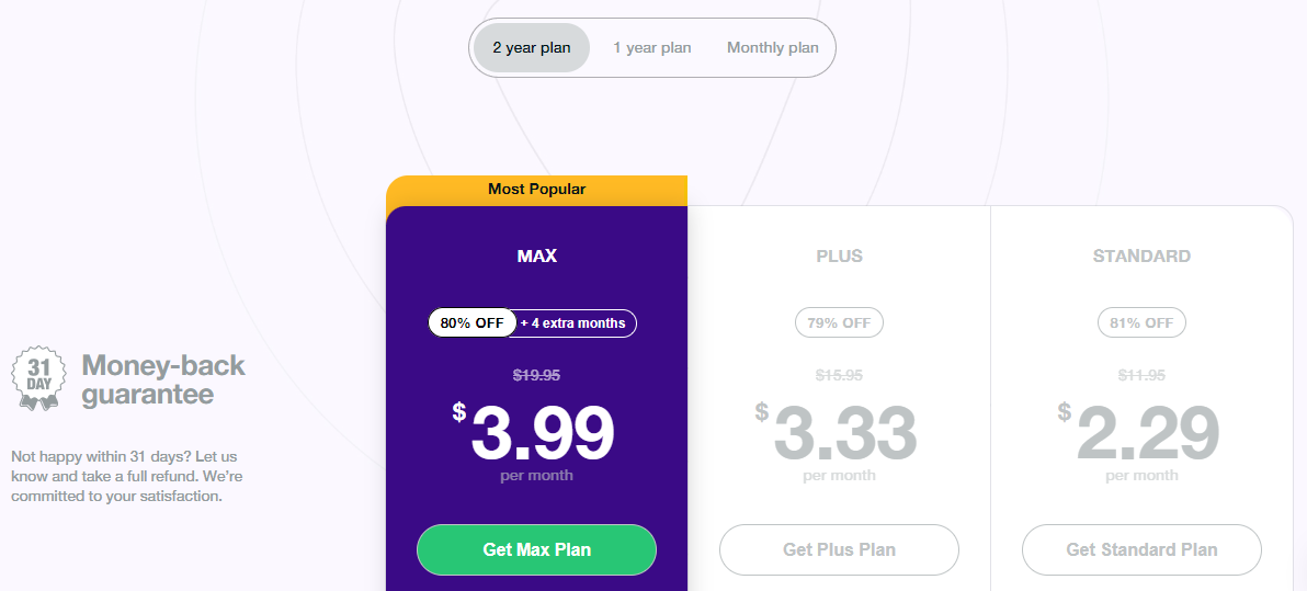 PureVPN Pricing Plan