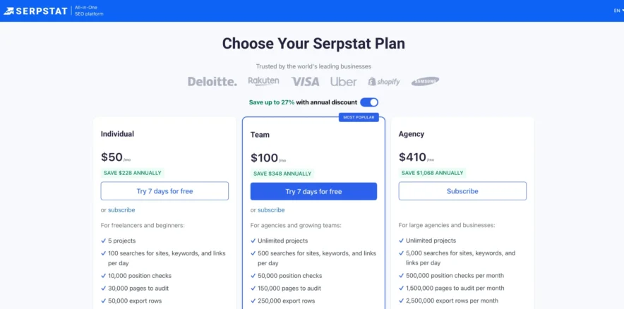 Serpsat - Pricing Plans