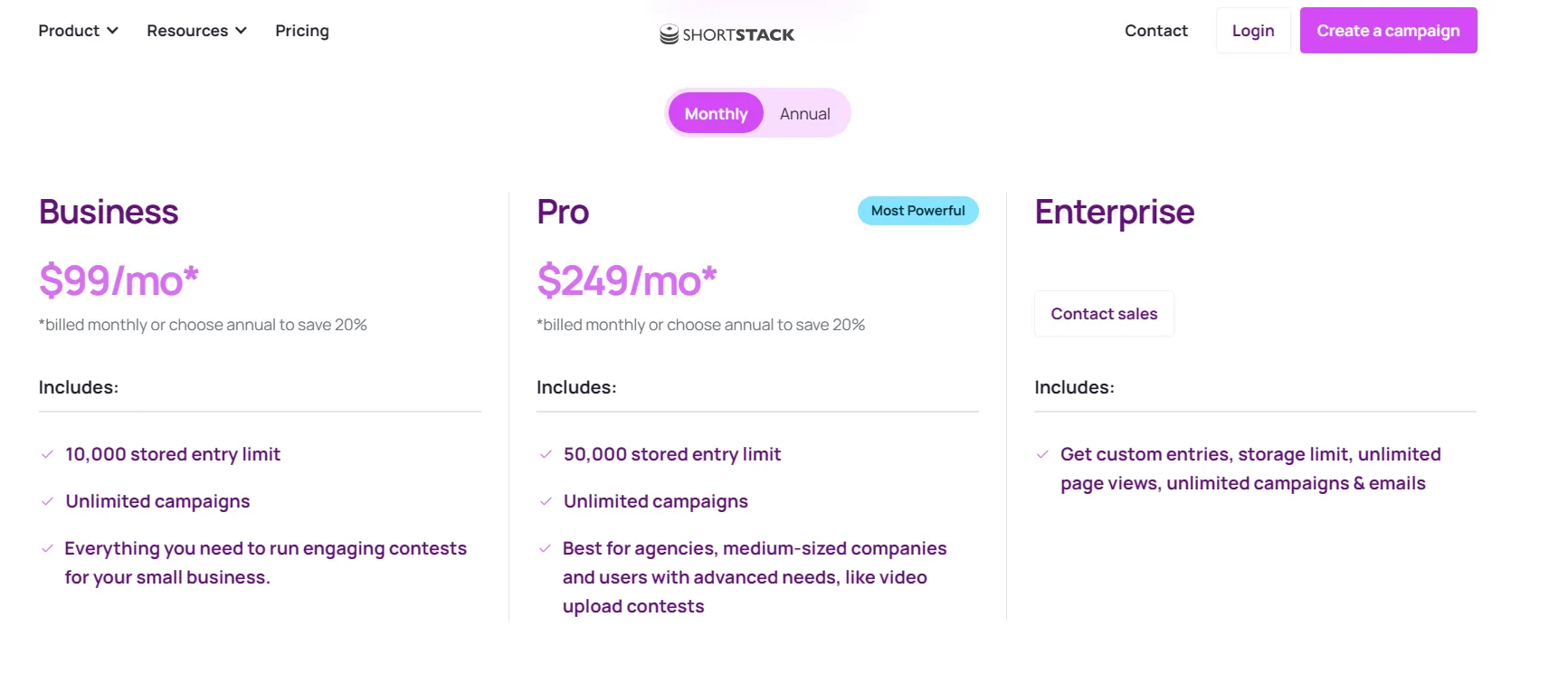 ShortStack Review- Pricing