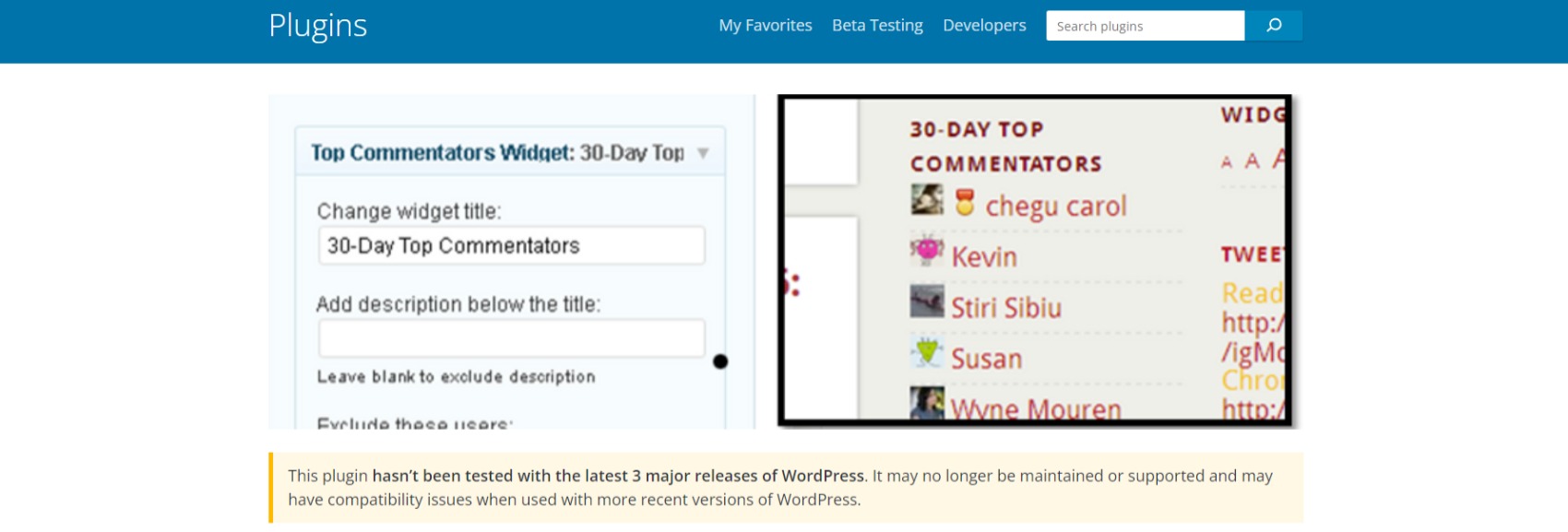 Best WordPress Plugins list: Show Top Commentators