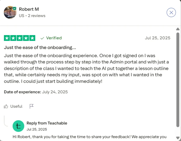 Teachable Customer reviews