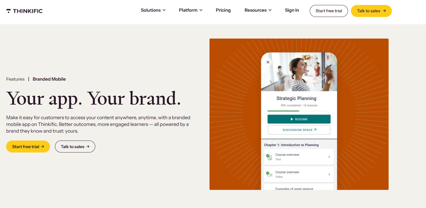 Thinkific Branded Mobile