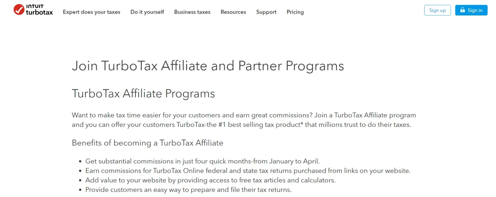 TurboTax Affiliate Program