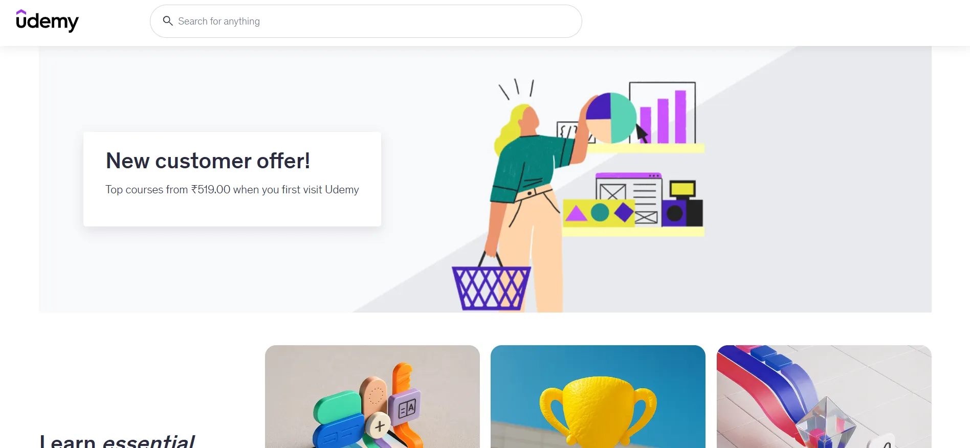 Шаг 1 входа в Udemy