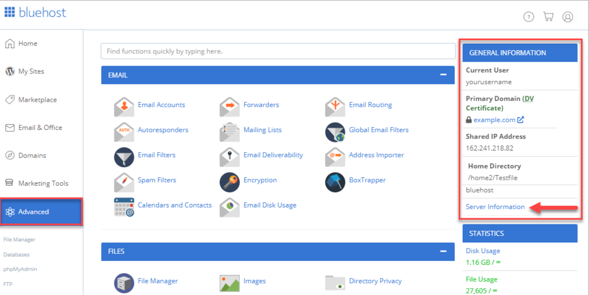bluehost cpanel