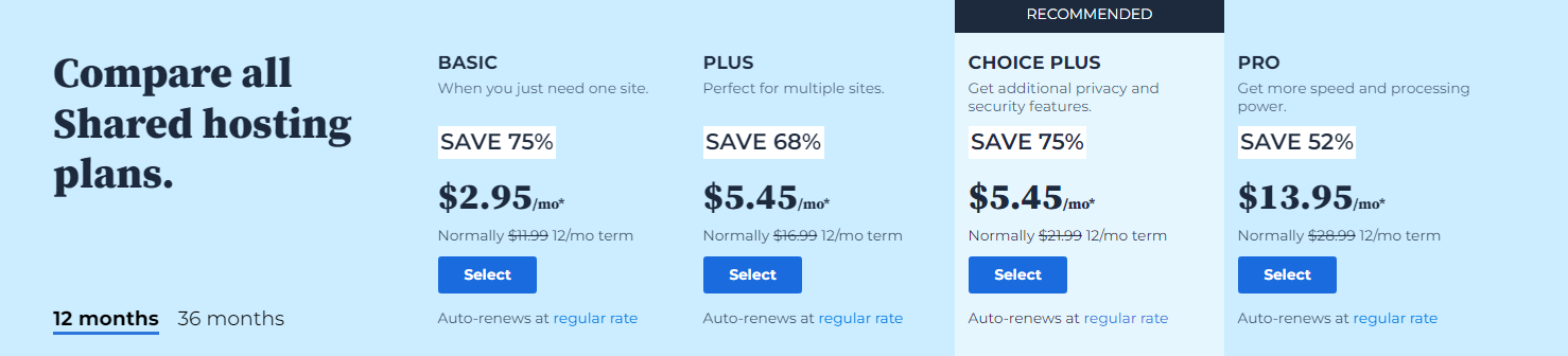 bluehost pricing