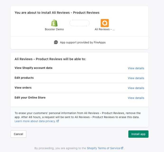  Booster Theme Agree to install the app on your Shopify