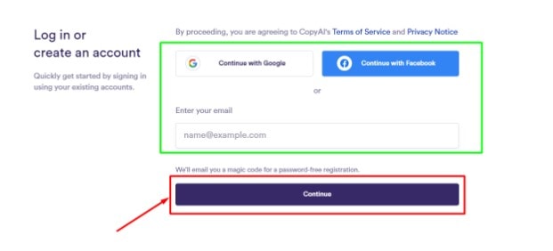 How To Start Using Copy AI For Free step2
