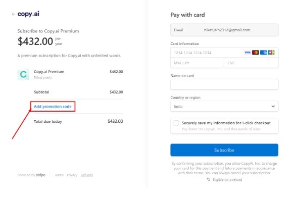 How To Use Copy AI Coupon Codes step3