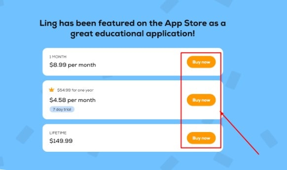 Ling App Pricing & How To Buy Guide step4
