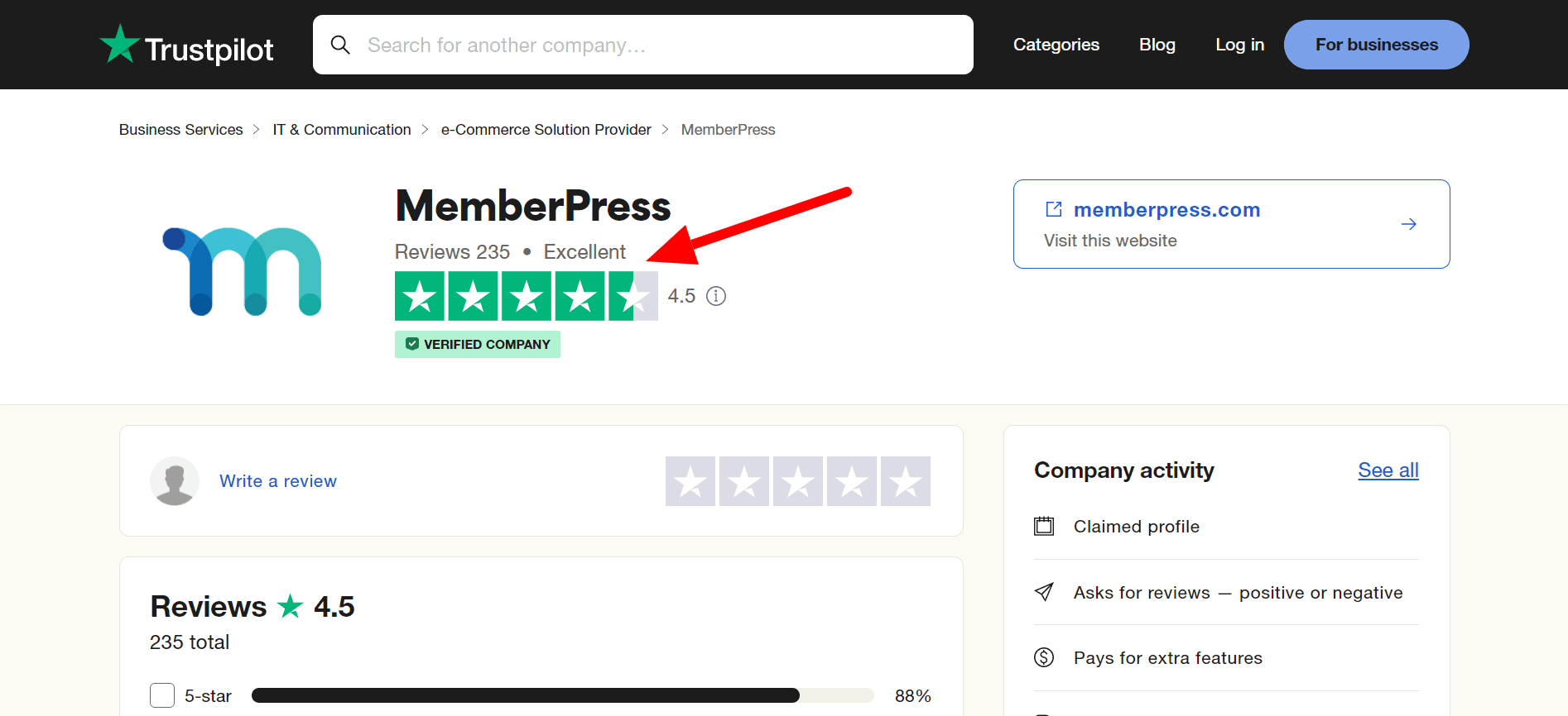 Trustpilot MemberPress Customer Reviews