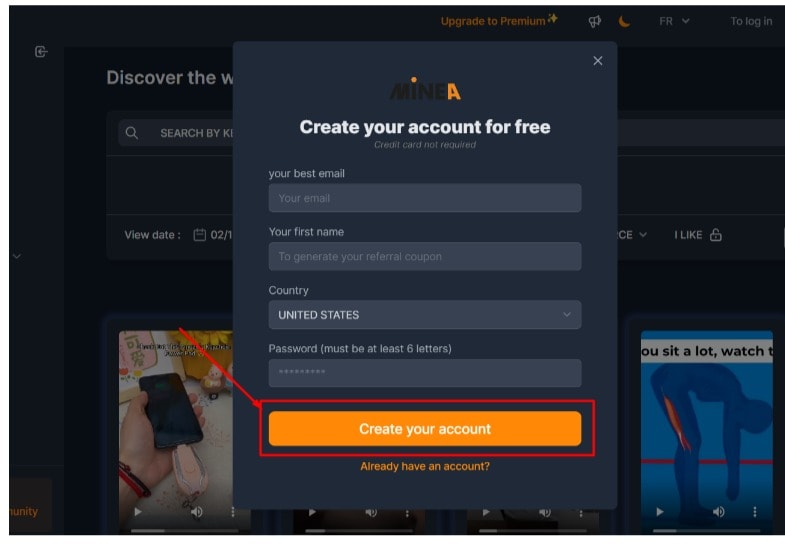Minea Review- create account free