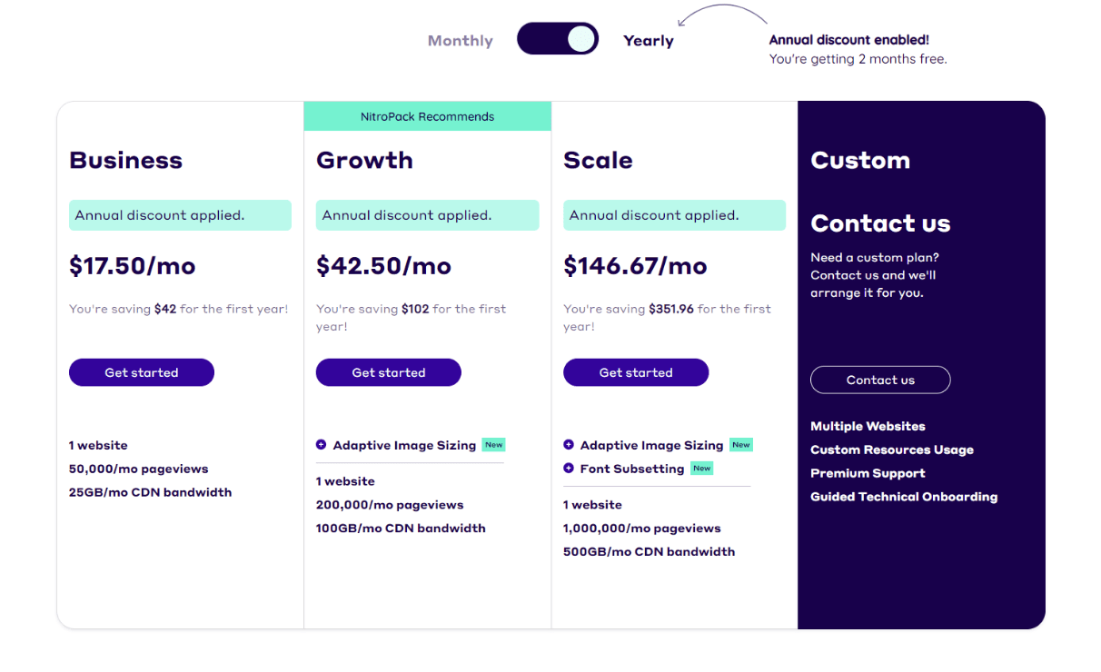 Nitropack pricing yearly