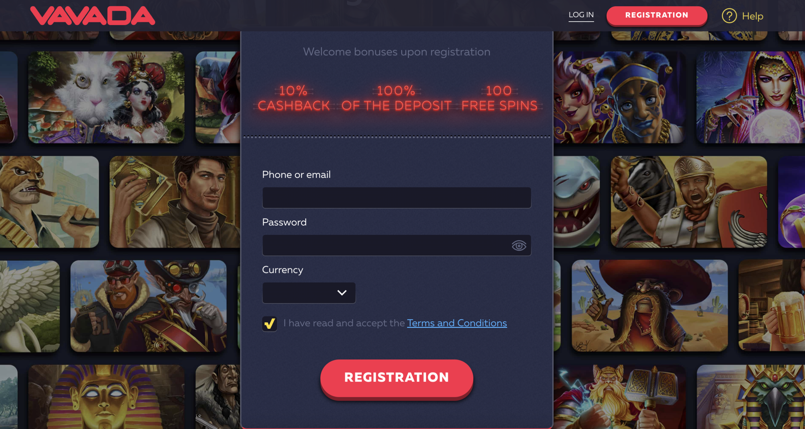 Vavada casino registration