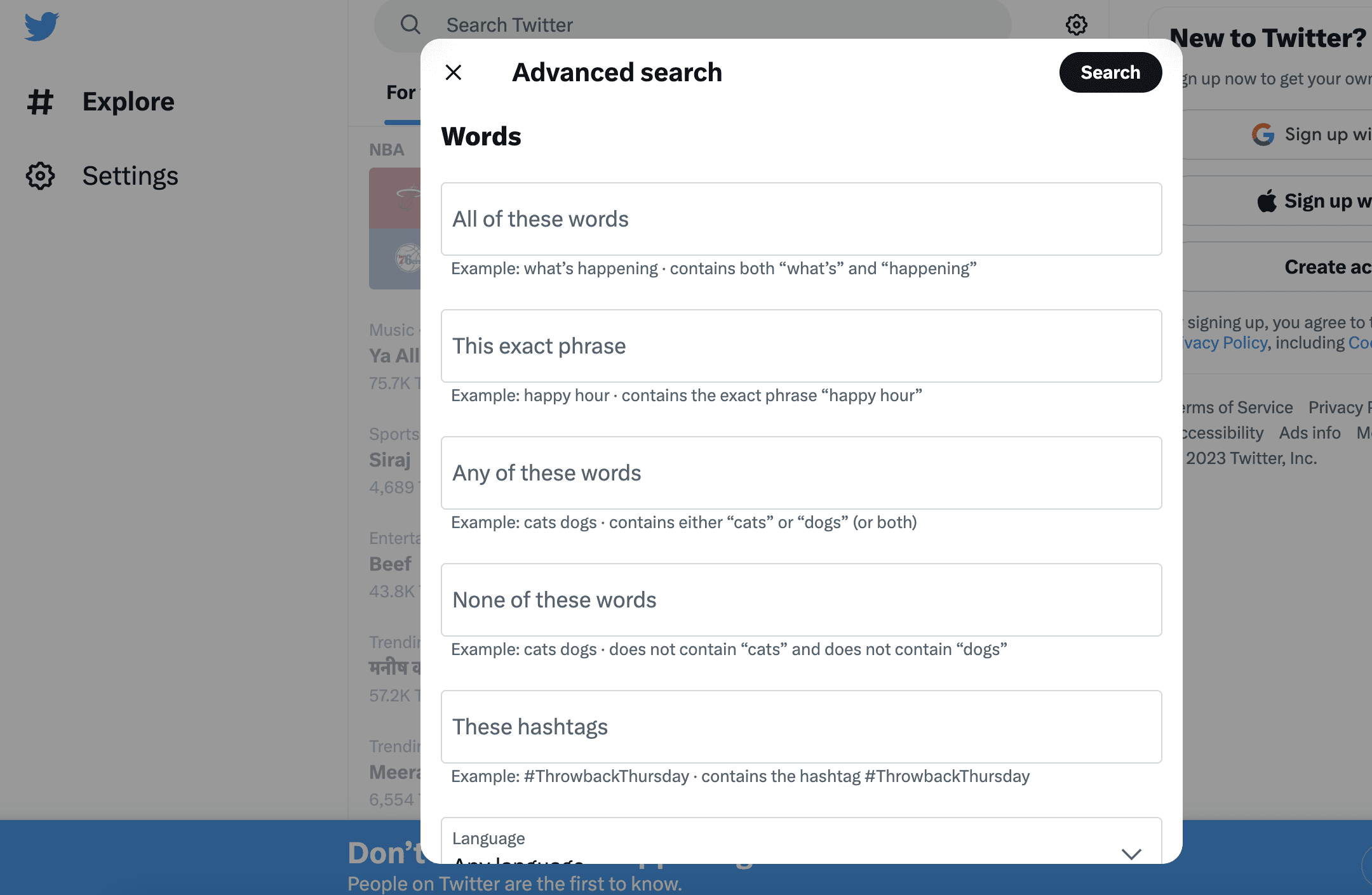 Twitter's Advanced Search