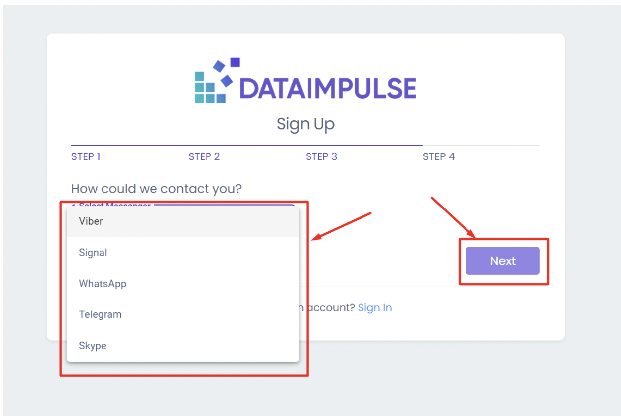 Dataimpulse contact method
