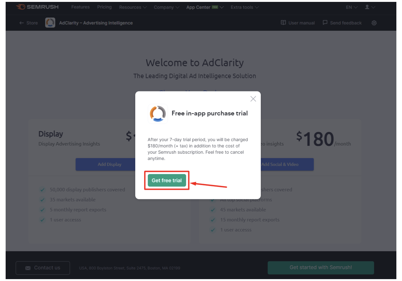 AdClarity Free trial