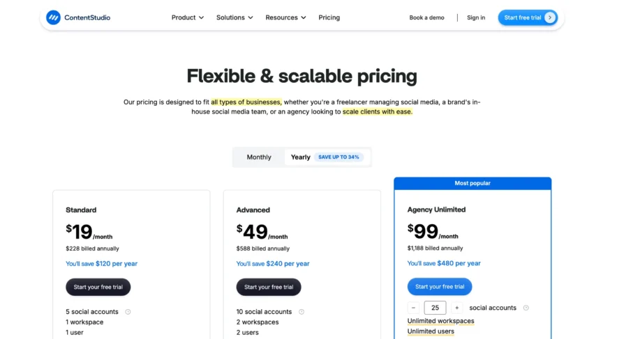 ContentStudio - Yearly Plan
