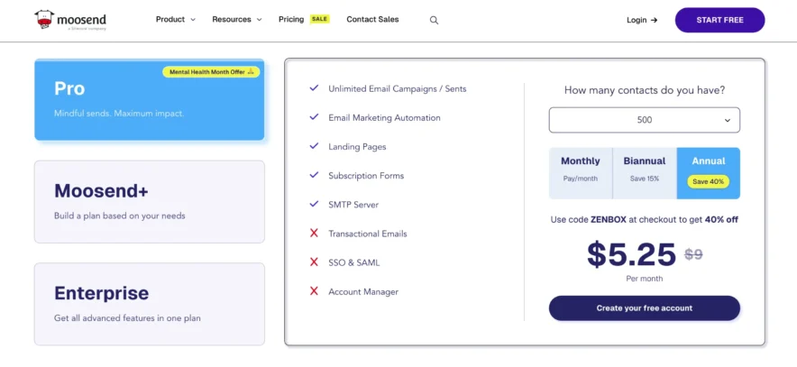 Moosend: Price Options