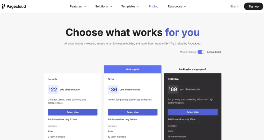 PageCloud Pricing Options
