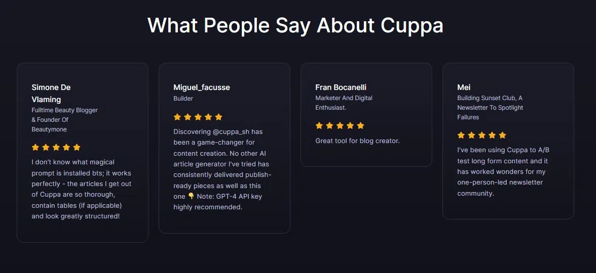 Cuppa.sh Customer Reviews