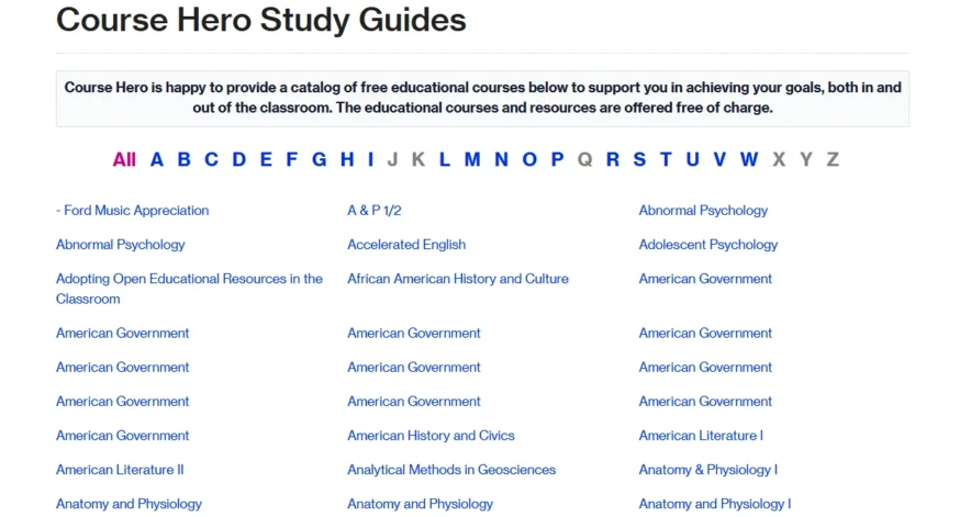 Course hero Study guides 