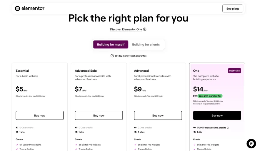 Elementor - Pricing Elementor- Price Options