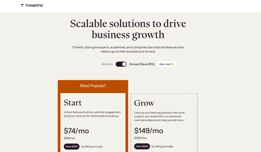 Thinkific - Get 25% Off Thinkific - Price plans