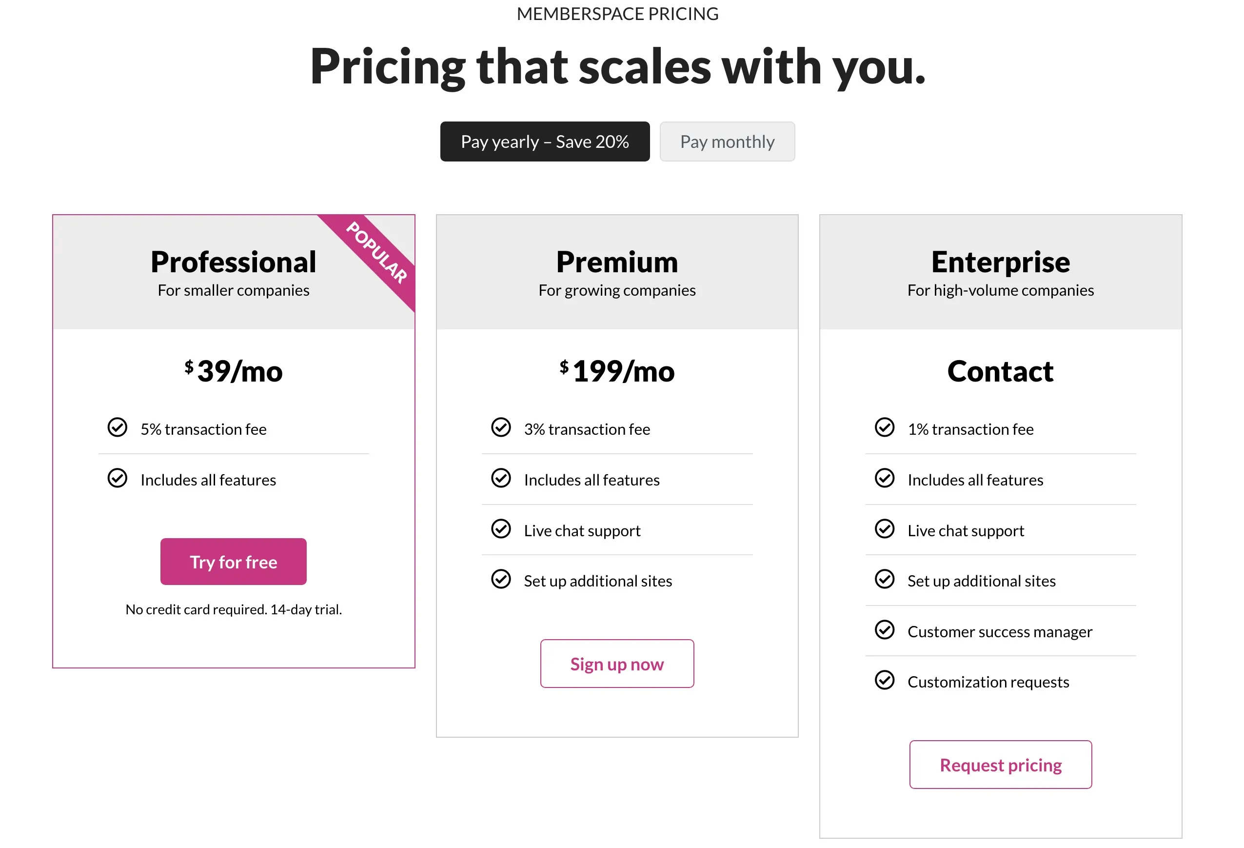 MemberSpace - Pricing MemberSpace - Pricing