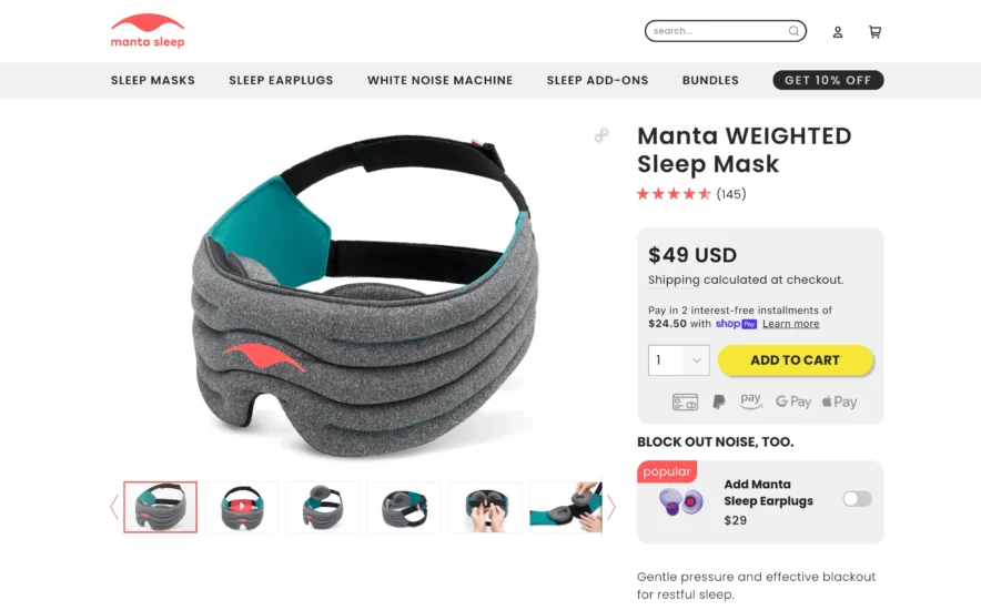 Manta WEIGHTED Sleep Mask