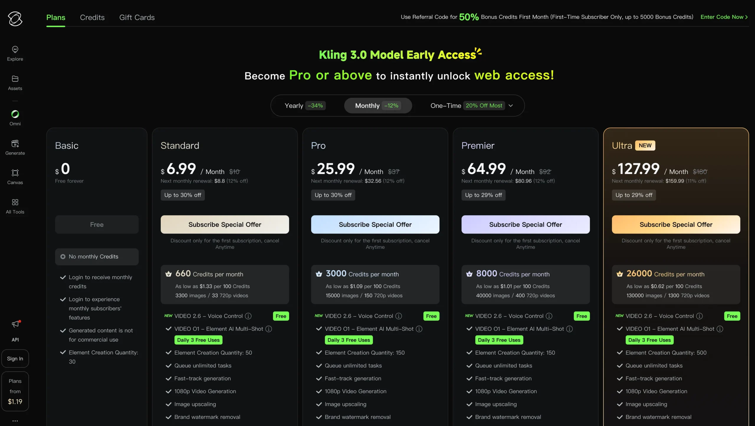 Kling AI Pricing Options