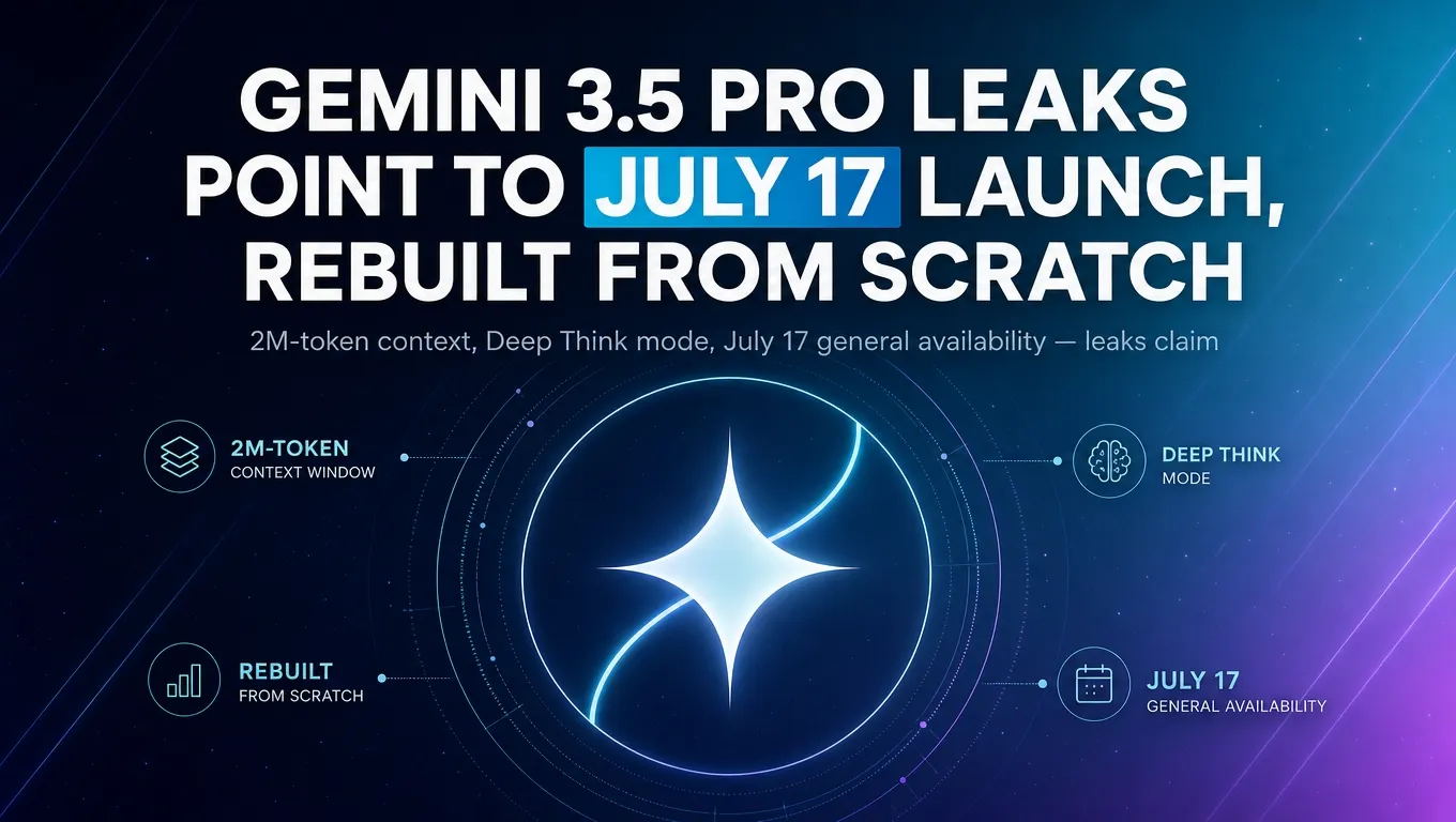 Gemini 3.5 Pro Leaks Point to July 17 Launch, Rebuilt From Scratch