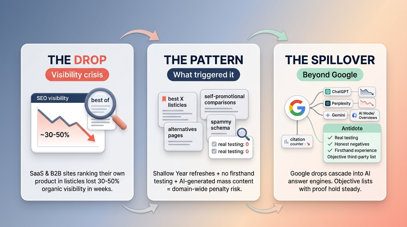 Google Is Quietly Penalizing Self-Promotional "Best Of" Listicles