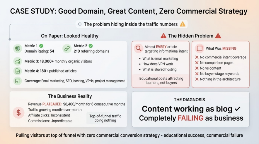 Good Domain. Great Content. Zero Commercial Strategy.