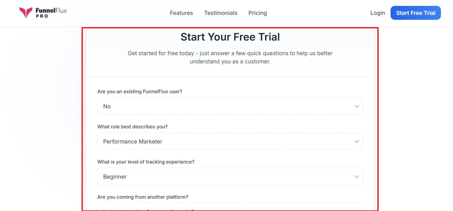langkah 2 login funnelflux