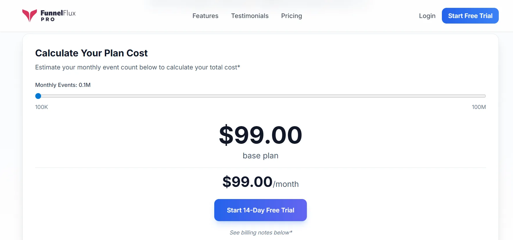 Plan de precios de Funnelflux
