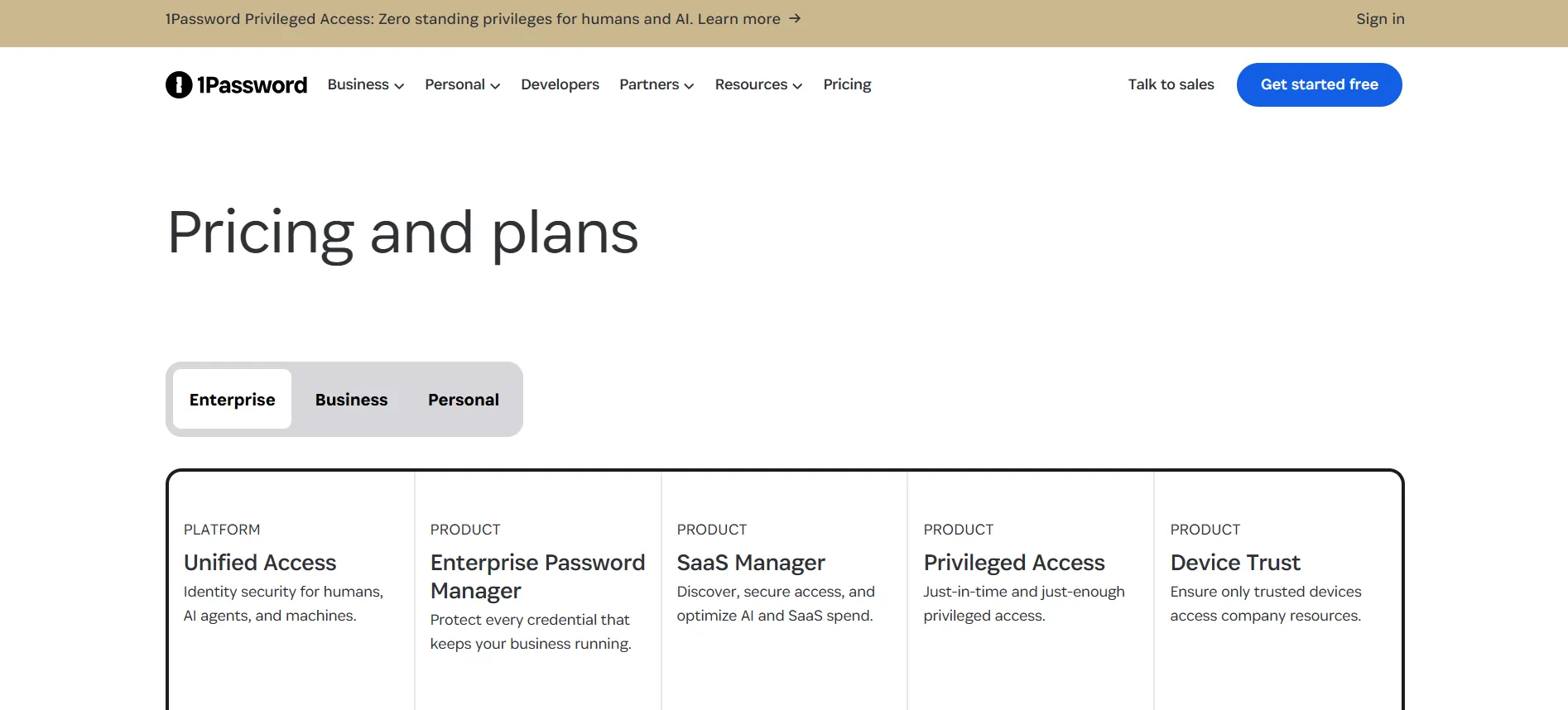 Tarifs et forfaits 1Password