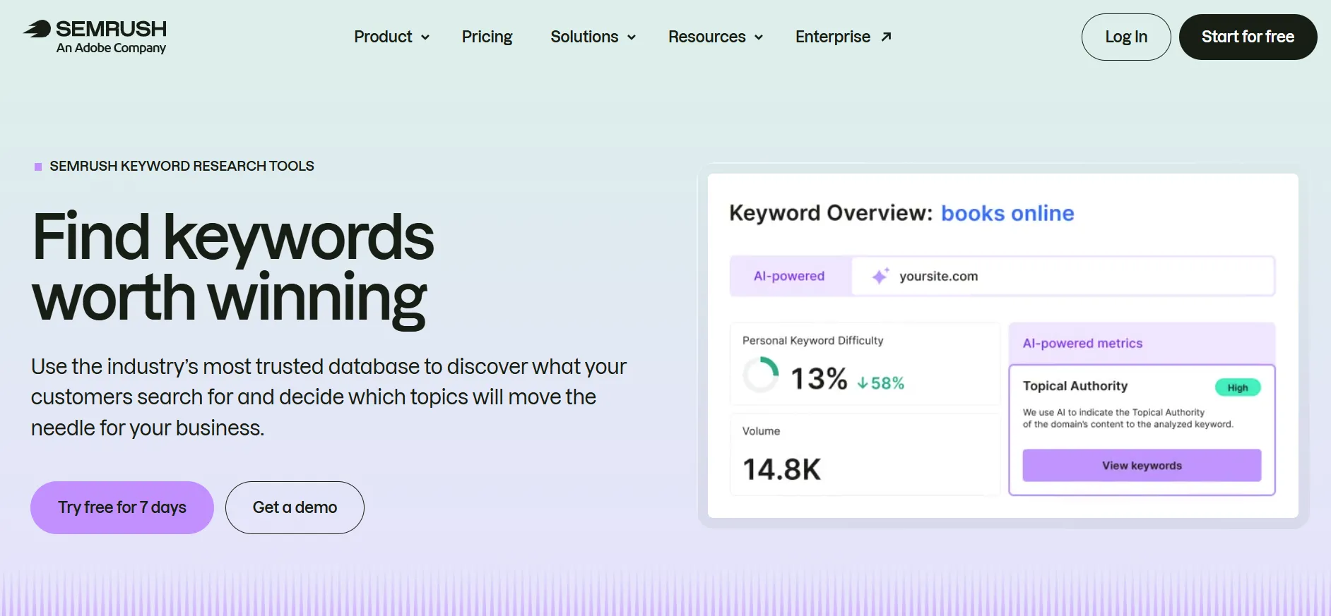 pesquisa de palavras-chave semrush