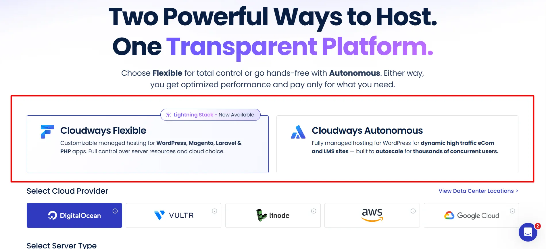 Cloudways Flexível e Autônomo
