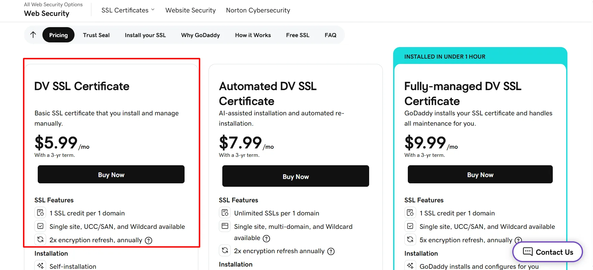 GoDaddy DV SSL