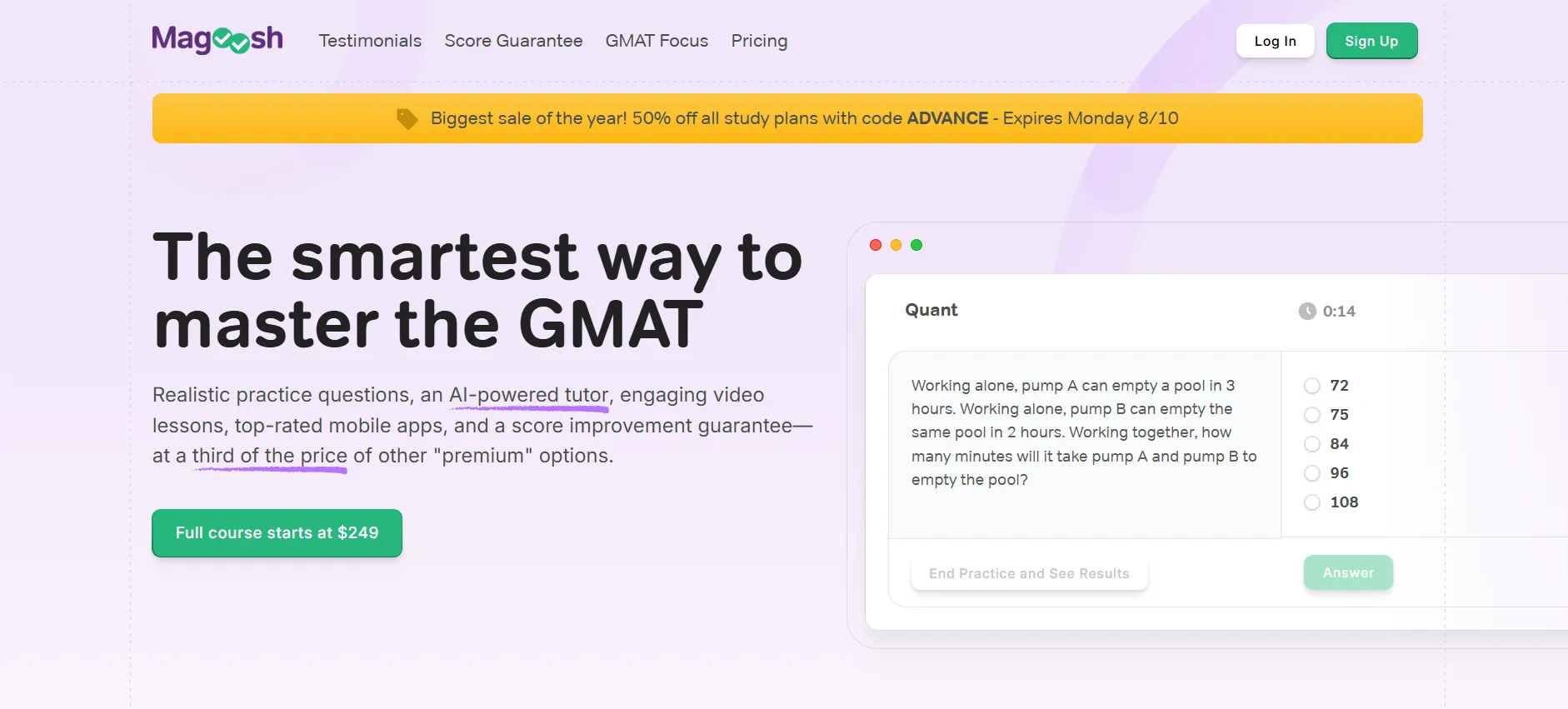 Plano GMAT da Magoosh