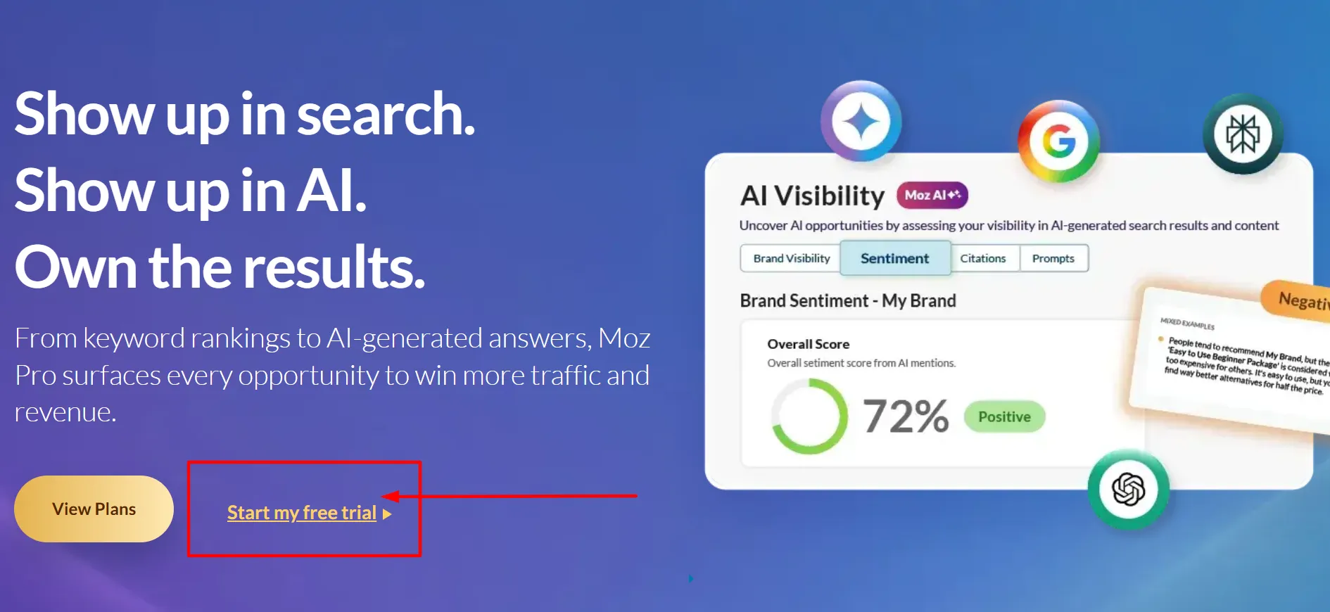 Teste gratuito do Moz