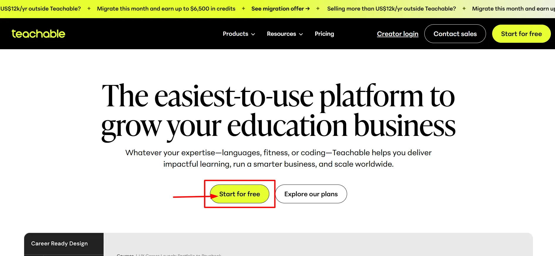Kế hoạch miễn phí của Teachable