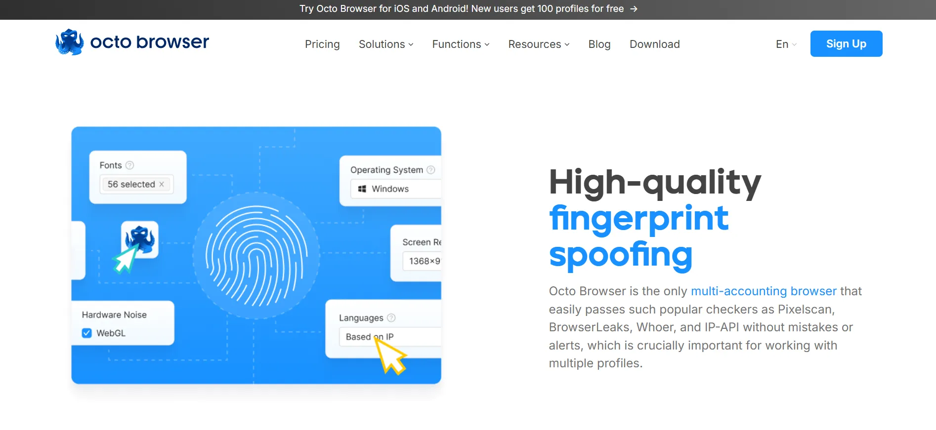 Sidik Jari Berkualitas Tinggi Octo Browser