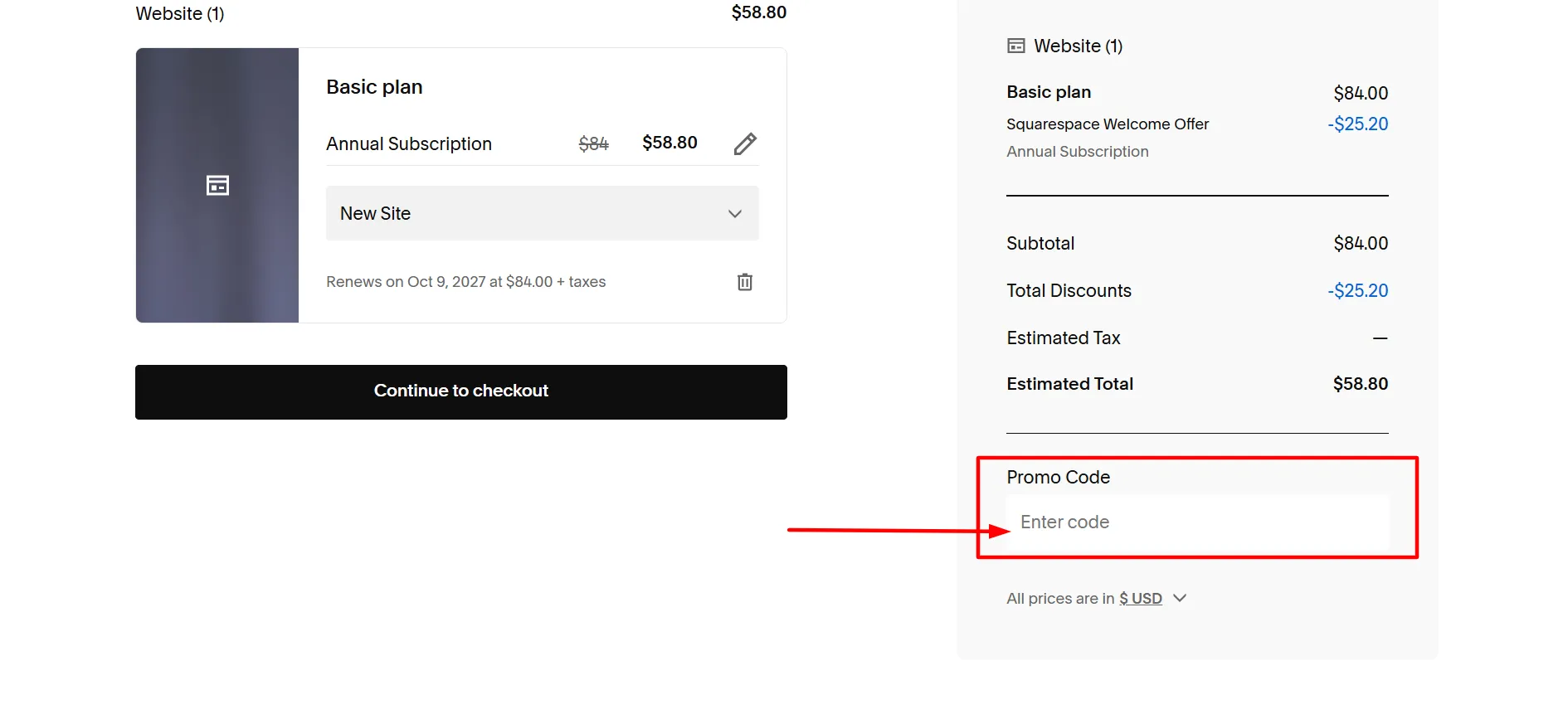 Langkah 7 login Squarespace