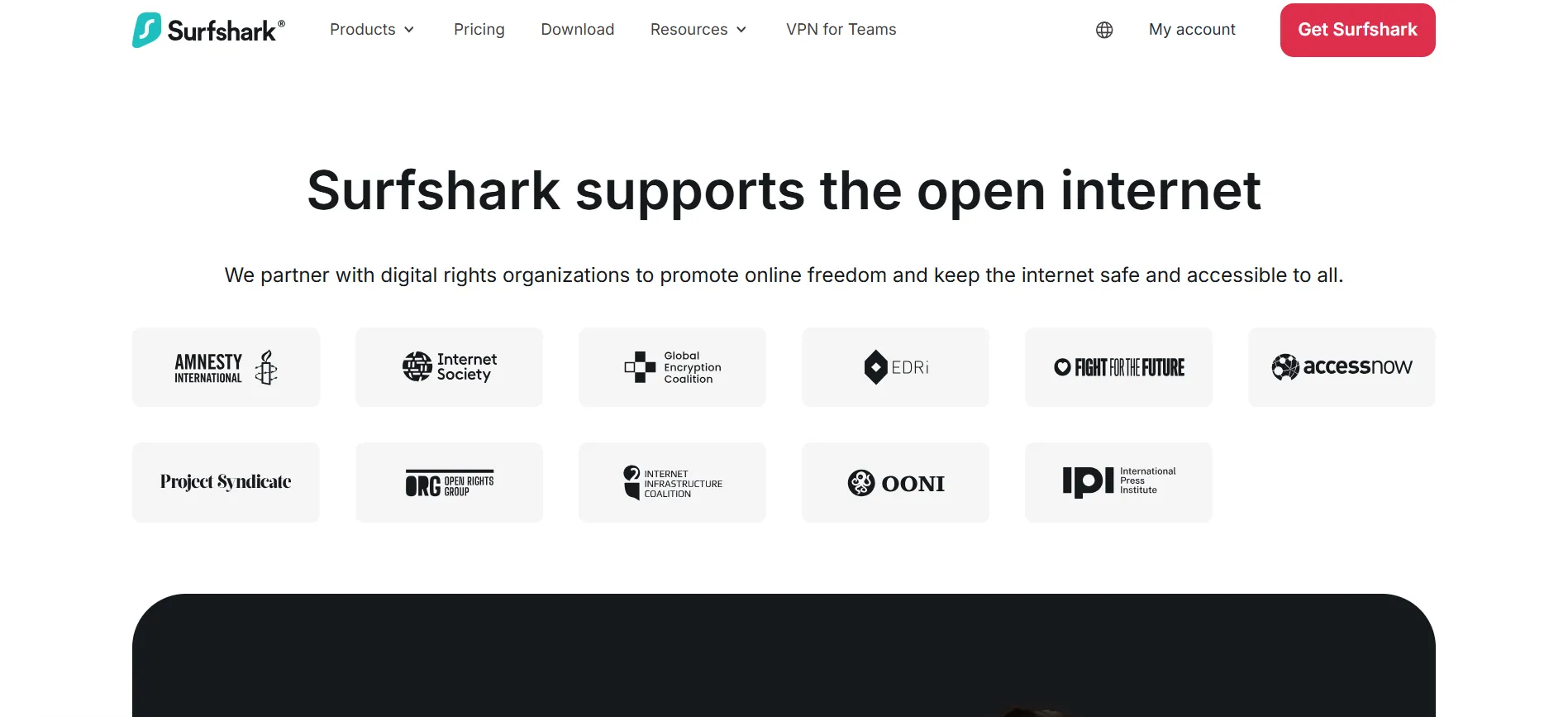 Поддержка Surfshark