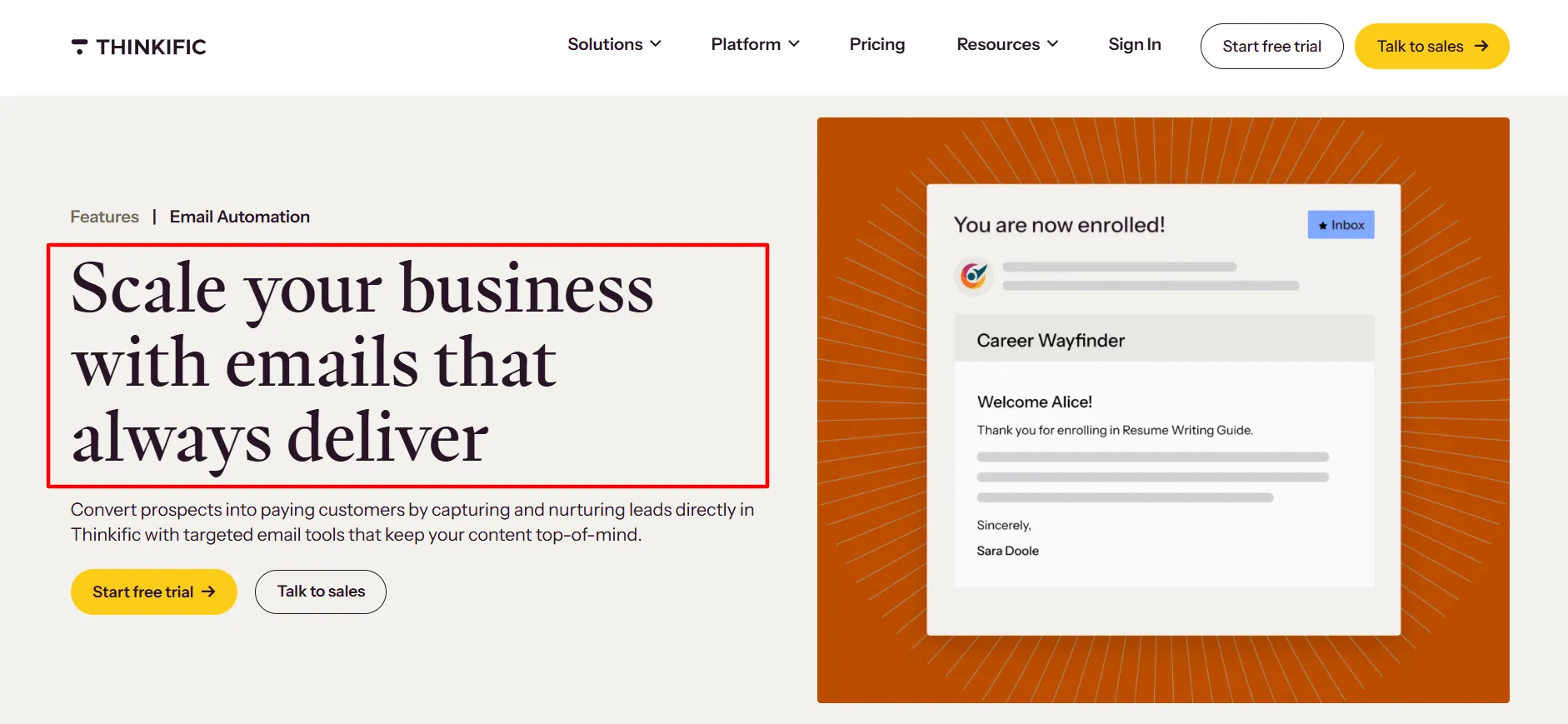 Thinkific Automated Email Flows