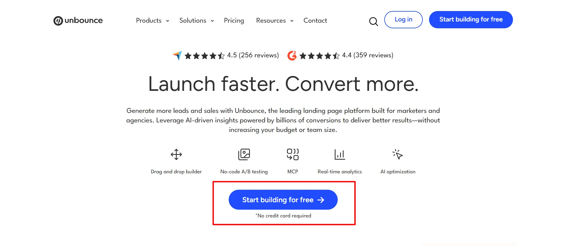Unbounce Login step 1